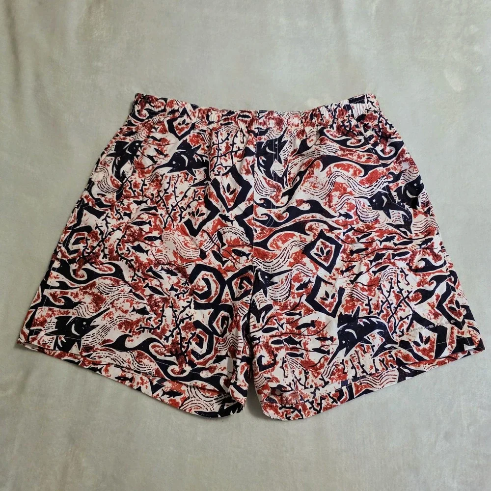 Columbia PFG Swim Trunks Hawaiian Red, White & Blue w/ Fish‎ Sz Med 6